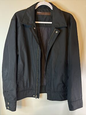 #ad Perry Ellis Men#x27;s Black Jacket Full Zip Polyester Casual Size Medium Med $15.95