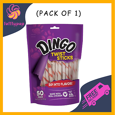#ad Dingo Twist Sticks 50 Count Rawhide For Dogs Made With Real Chicken 50 Count $10.38