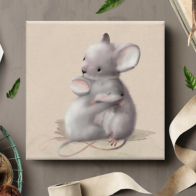 #ad Framed Canvas Wall Art Painting Prints Cute Baby Animal Mouse Hug Love ANML087 $18.99