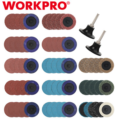 #ad WORKPRO 101PC Sanding Disc Set w 1 4quot; Holder 2quot; Discs Surface Conditioning Discs $35.99