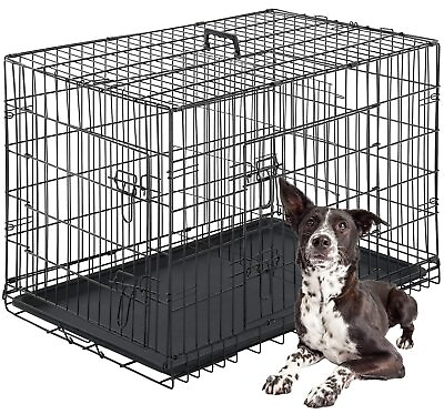 #ad Dog Crate Dog Cage Pet Crate for Large Dogs Folding Metal Pet Cage Double Doo... $85.79
