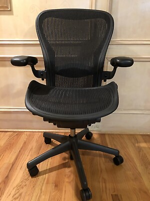 #ad Herman Miller Aeron Office Chair Black Size C Fully Loaded Version $675.00