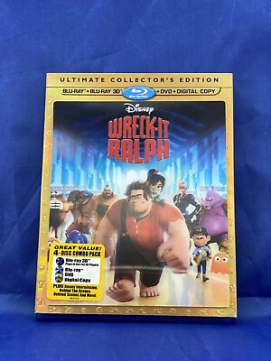 #ad WRECK IT RALPH 3D Blu 3 D Blu DVD 2013 Slipcover Disney John C. Reilly Lynch $8.49