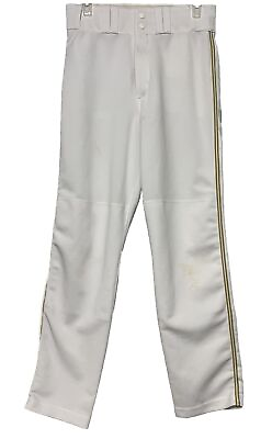 #ad Majestic Athletic Apparel Small Baseball Pants White Straight Leg Gold Stripes $23.99