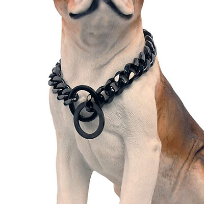 #ad 12 19MM Huge Dog Collar Stainless Steel Black Cuban Curb Chain Heavy Duty Choker $35.99