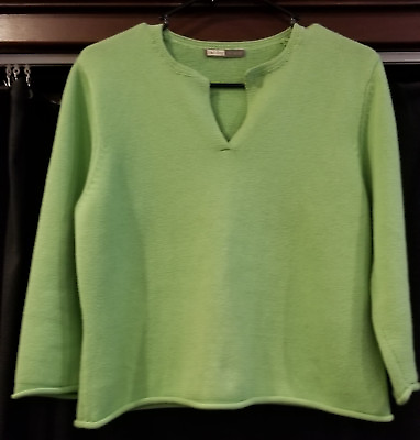 #ad Two Dog Island Womens M Lime Green pullover Sweater 3 4 Sleeve $19.97