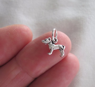 #ad Very small Sterling Silver dog Pit Bull mini tiny charm. $10.97