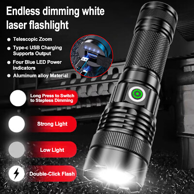 #ad 30W White Laser Flashlight Super Bright Torch Hunting Lamp 1000m Hunting US $18.39