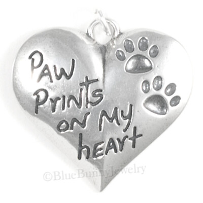 #ad PAW PRINTS on MY HEART Charm Pendant Sterling Silver .925 925 paw print charm $24.99