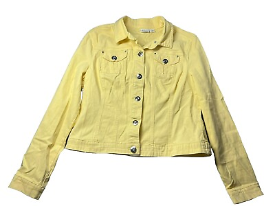 #ad Cato yellow jewel jacket large long sleeve button down womens $10.00