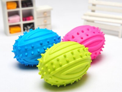 #ad Pet Rubber Toys Grinding Tteeth ​​Chewable Teething Rubber Toy Ball Rugby Toys $7.14