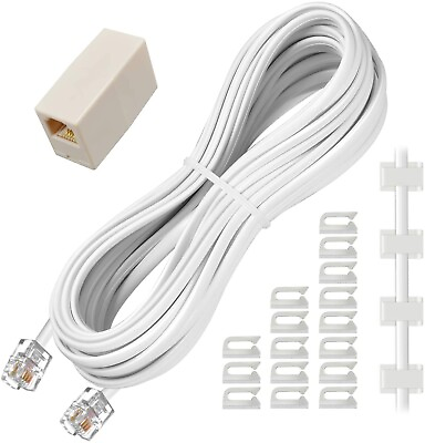 #ad Phone Extention Cord 25 Ft Telephone Cable with Standard RJ11 Plug amp; Couplers $10.89