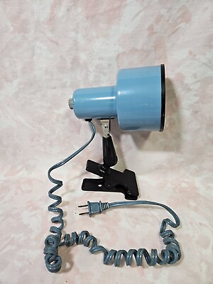 #ad Vintage Blue Lamp With Clip amp; Coil Cord $27.89