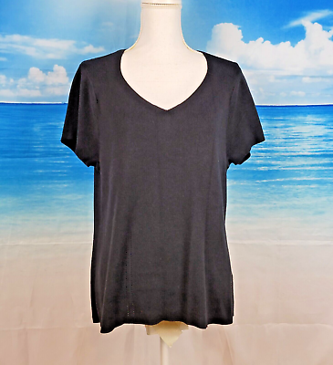 #ad DRESSBARN Womans BLACK Knit Top Tee Shirt STRETCH size Lg $16.95