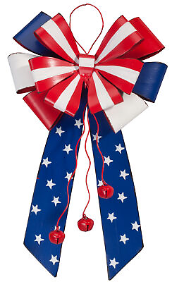 #ad Patriotic Bow Door Hanger by Fox River Creations Metal 13 ½” H x 8” W $24.03