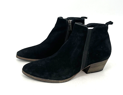 #ad Aquatalia by Marvin K women 8 Black Suede Ankle Boots zip Booties​ made in Italy $44.00