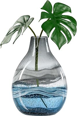 #ad Blue Vases for Decor Colored Glass Vase Made for Living Room Home Office $53.68