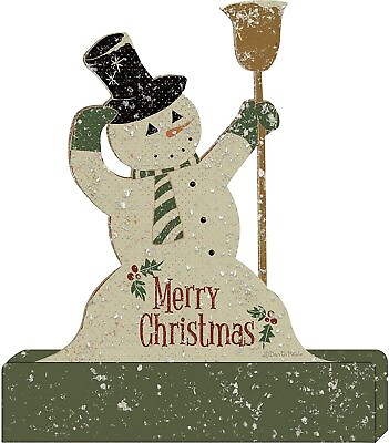#ad Primitives by Kathy Holiday Standup Snowman Sitter Christmas Decor Rustic Retro $9.99