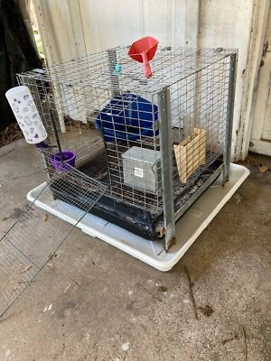 #ad #ad Small Animal Cage. 24#x27;SQ WITH water bottle hay food treat tray litter box ramp $20.00