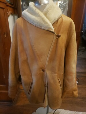 #ad 100% Genuine Shearling Leather Coat Jacket $400.00