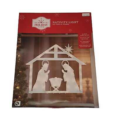 #ad Holiday Time Lighted Nativity Scene Christmas Window Silhouette Decor NEW $13.94