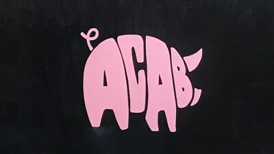 #ad ACAB Pig pink vinyl decal weatherproof dishwasher safe 3.5 x 4.3 in. Made in USA $4.99