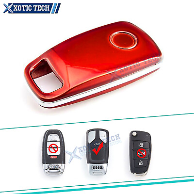 #ad Set Glossy Red Smart Key Cover FOB Shell For Audi 2017 2018 2019 A4 A5 Q5 Q7 TT $12.49