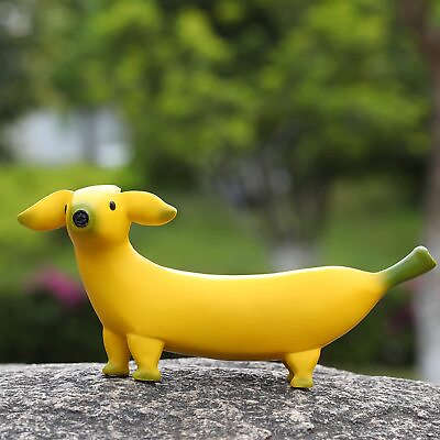 #ad Cute Banana Dog Garden Statues Figurines Ornaments Creative Resin Garden Gno... $25.39