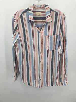 #ad Maeve White Size Large Stripe Button Down $22.99