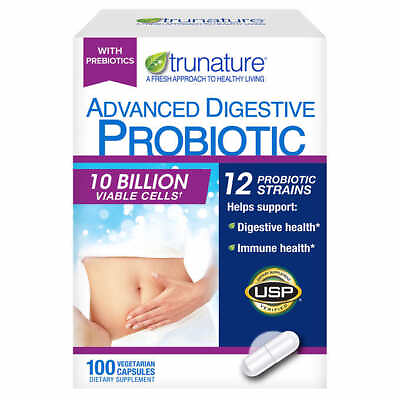 #ad TruNature Advanced Digestive Probiotic 100 Capsules 10 Billion Cells Exp 01 25 $23.91
