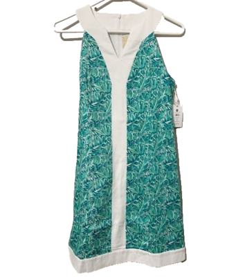 #ad Lauren James Adrienne Dress Women Small Shake Your Palm Aqua White Vacation $33.88