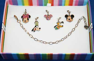 Disney Bracelet and 5 Charms Mickey Minnie Goofy Pluto amp; Icon Mickey Charm It $56.95