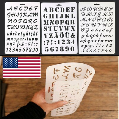#ad US Letter Alphabet Number Layering Stencils Scrapbooking Card Painting DIY Craft $2.39