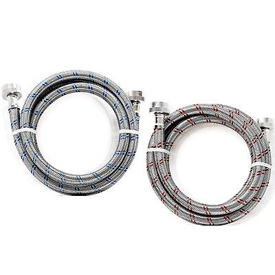 #ad 4yourhome 2PK Stainless Steel Extra Long Premium Washing Machine Hoses 6FT $18.25