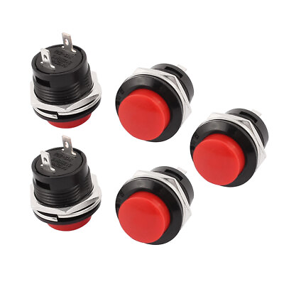 #ad 5 Pcs R13 507 Red Round Cap Momentary Push Button Switch NO AU $17.09