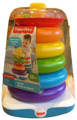 #ad Fisher Price New Giant Rock a Stack 14 quot; Tall Ring Stacking Toy 12M Multicolor $15.29