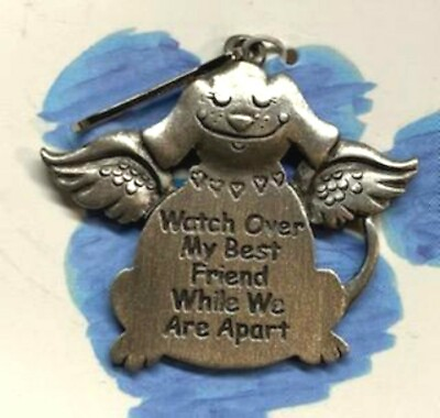 #ad Dog Guardian Angel Collar Charm With Prayer Solid Pewter Made in USA by DT NEW $9.49