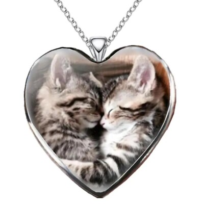 #ad Fashion Animal Cute Cat Heart Pendant Necklace Men Women Holiday Gift New $9.98