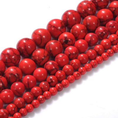 #ad #ad Natural Stone Red Turquoise Gemstone Round Loose Beads Crystal Energy 8mm Stone $8.54