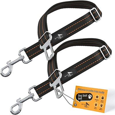 #ad Active Pets Dog Car Harness Pack of 2 Dog Seatbelts for Cars Black amp; Orange $14.75