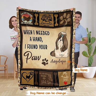 Personalized Dog Blankets With Name Shih Tzu Breed Custom Pet Name Dog Lover $96.99