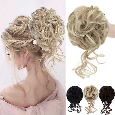 #ad US THICK Curly Messy Hair Bun Piece Claw Clip in Extension Updo Chignon as Human $9.99