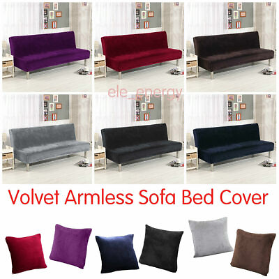 #ad Stretch Armless Sofa Bed Cover Folding Futon Couch Slipcover Pillow Case $24.99