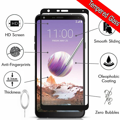 #ad Black Tempered Glass Screen Protector Eject Pin for ATamp;T LG Stylo 5 LM Q720AM $10.30