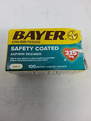#ad Bayer Aspirin SAFETY COATED 325mg 100 Enteric Coated Caplets EXP: 10 24 $10.00