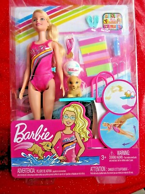 #ad Barbie Dreamhouse Adventures Swim #x27;n Dive Doll Dive Board and Dog NEW NIB C $28.00