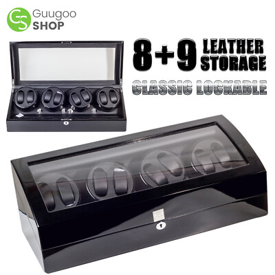#ad Automatic 89 Watches 4 Watch Winder Display Storage Box With Super Quiet Motors $229.99