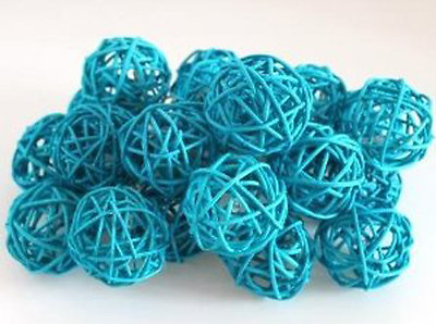 #ad Turquoise Blue Wicker Cane Rattan LED Party Lights 5cm Balls 2mtr battery power AU $29.95
