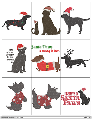 CHRISTMAS DOGS EMBROIDERY MACHINE DESIGNS PES JEF HUS EXP DST VIP $6.95