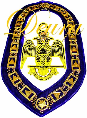 #ad Masonic Collar 33 33rd Degree SCOTTISH RITE PURPLE Backing Wings Down JEWEL $39.99